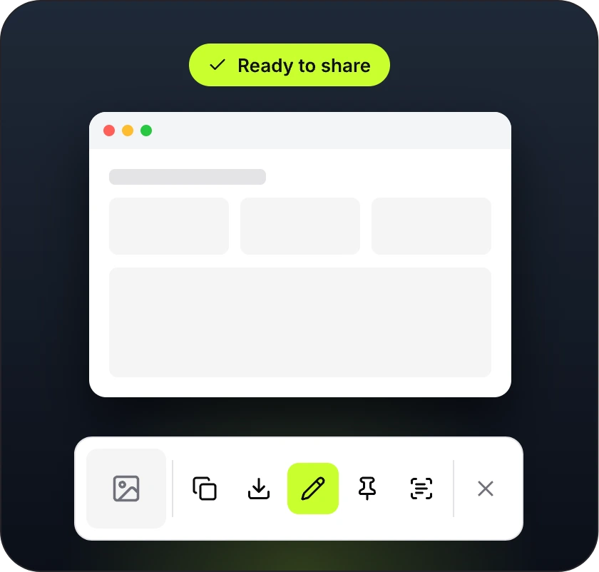 A finished screenshot and the LumenGrab quick access toolbar.