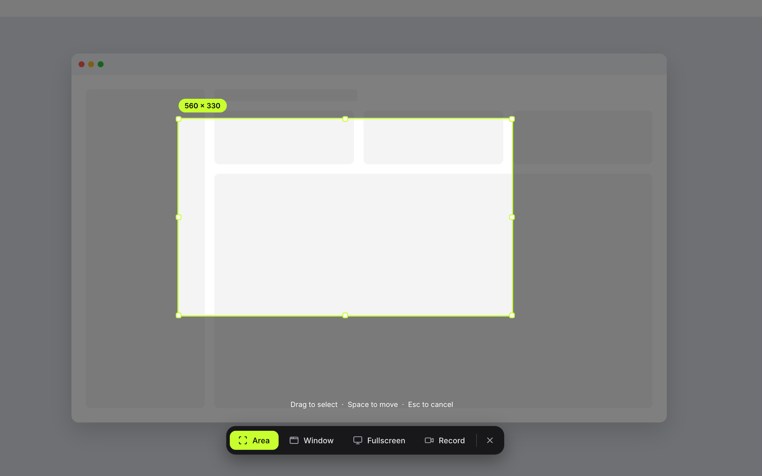LumenGrab area capture with a selected region.