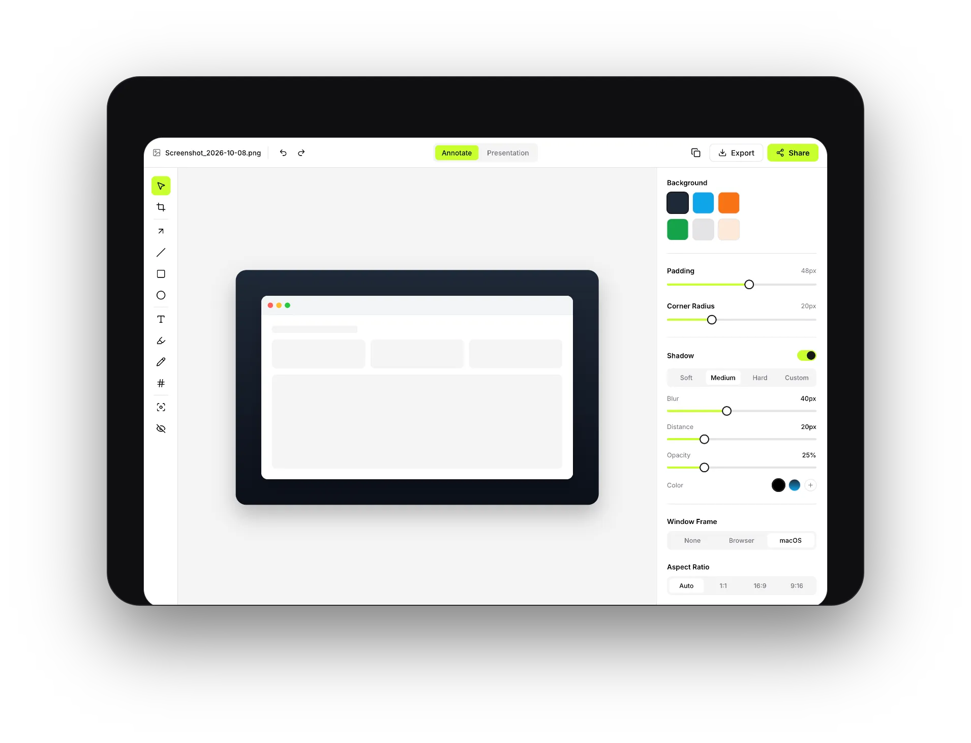 LumenGrab annotate interface